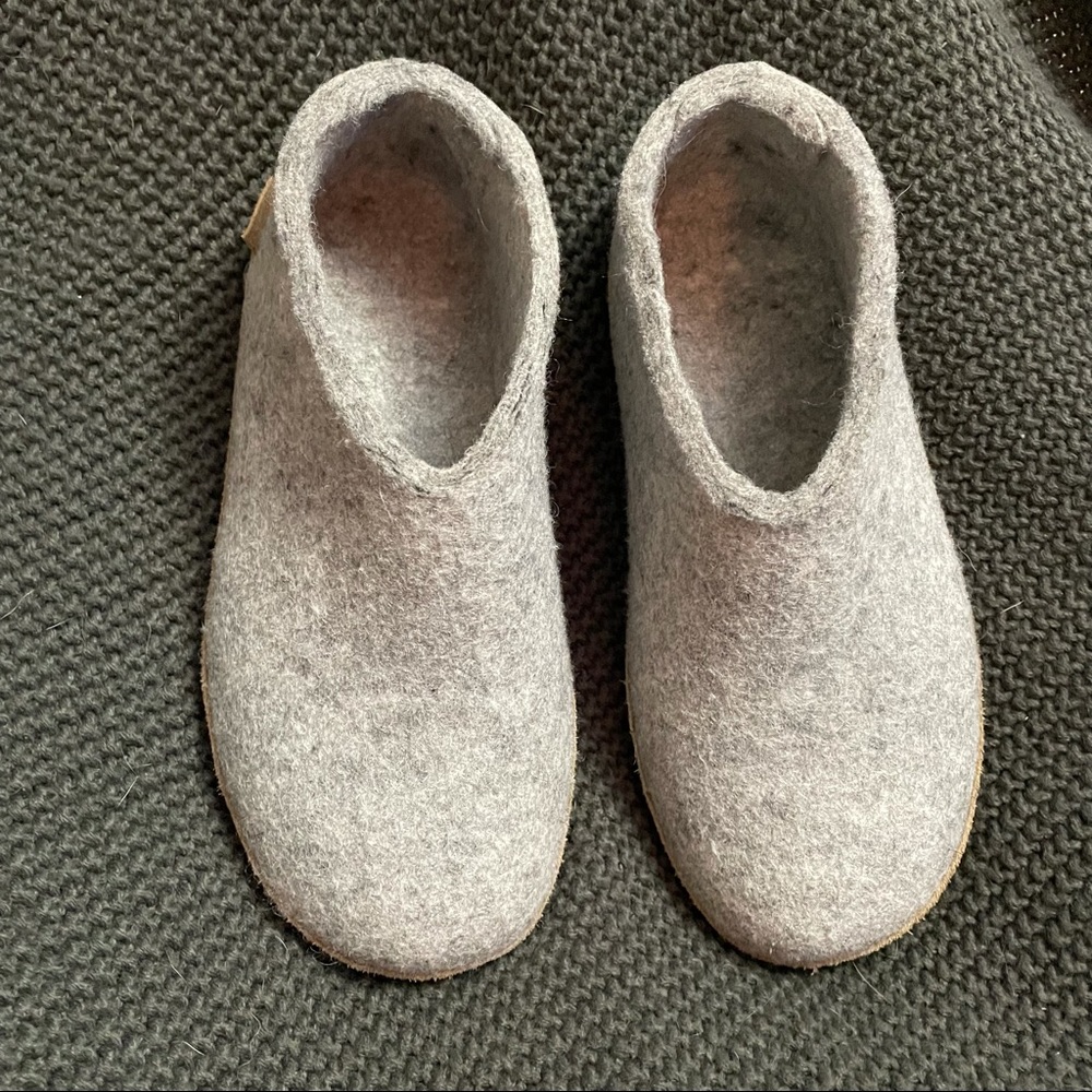 Glerups Wool Felt Slippers w/ Leather Soles
